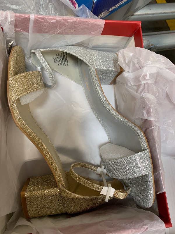 Photo 1 of **DIFERENT COLOR**PIZZ ANNU Women's Low Block Heels 2 Inch Sandals Chunky Open Toe Ankle Strap Wedding Dress Pump Shoes For Women Brides Ladies, Gold Glitter 7.5