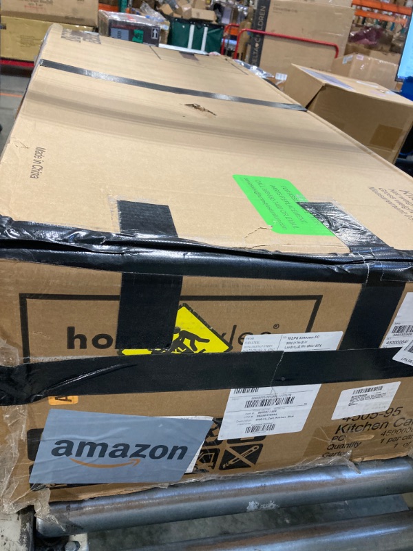 Photo 1 of [Dark Blue Color] Homestyles Dolly Madison Rolling Mobile Kitchen Island with Storage and Towel Rack, 54 Inch Width, Off White