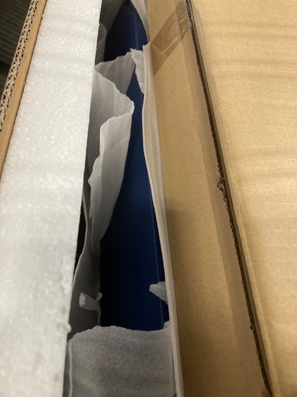 Photo 1 of [Dark Blue Color] Homestyles Dolly Madison Rolling Mobile Kitchen Island with Storage and Towel Rack, 54 Inch Width, Off White