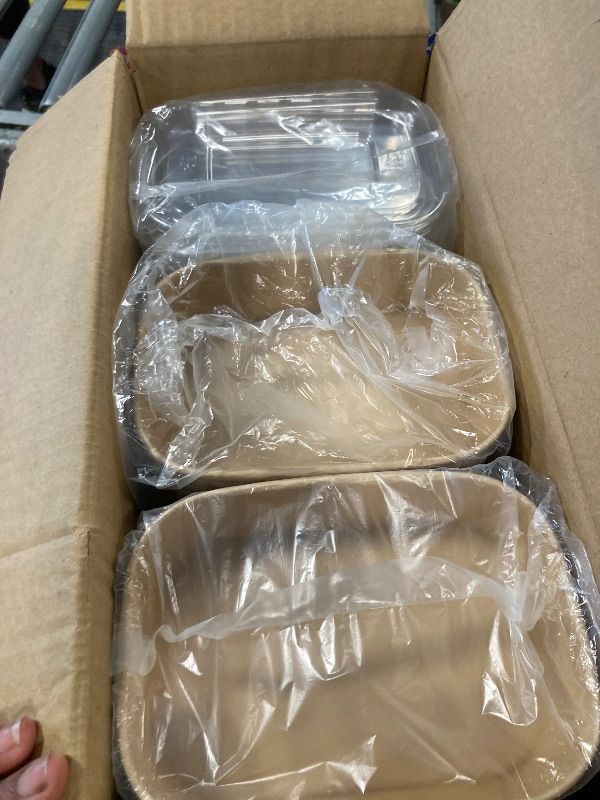 View 3 of JOLLY CHEF 50 Pack Paper Food Containers with Lids, 19 oz Disposable Meal Prep Containers, Rectangular Paper Bowls with Lids for Lunch