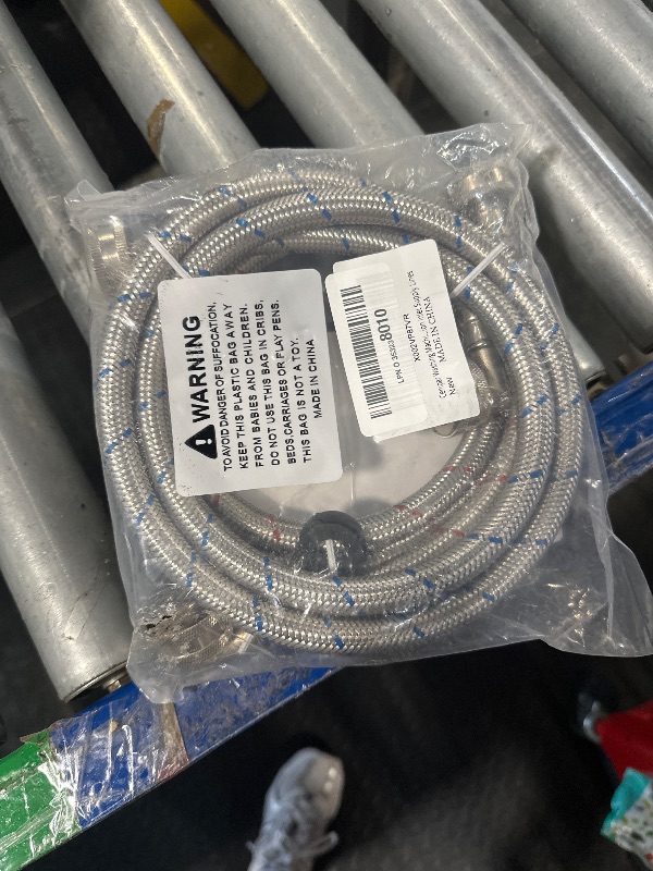 Photo 1 of ?UPGRADE?4FT Washing Machine Hoses with 90 Degree Elbow Premium Stainless Steel Burst Proof (cost-effective 2 pack) Red and Blue Striped Water Connection Inlet Supply Lines by Cenipar