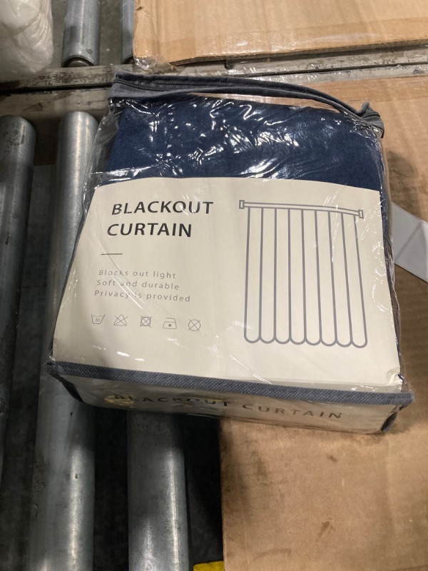 Photo 1 of 100% Blackout Shield Linen Blackout Curtains for Bedroom 84 Inches Long, Back Tab/Rod Pocket Living Room Drapes, Thermal Insulated Blackout Curtains 2 Panels Set, 50" W x 84" L, Burnt BLUE