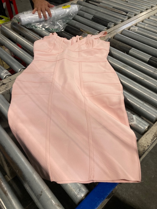 Photo 1 of & Company Womens Elegance V-Neck Knee-Length Stretch Chic Pink Midi Bandage Dress DRBD132 BLUSH M