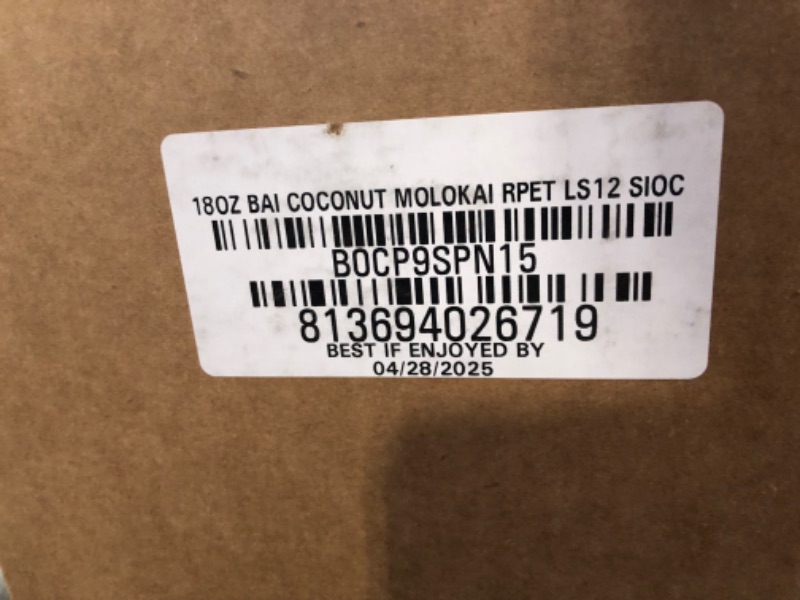 Photo 1 of ******EXPIRED. ENTIRE PALLET. NO RETURNS. EXPIRED***** Bai Antioxidant Infused Water Beverage, Molokai Coconut, with Vitamin C and No Artificial Sweeteners, 18 Fluid Ounce Bottle. ENTIRE PALLET ABOUT 450 12 PACKS. NO RETURNS. NO RETURNS. NO RETRNS. NEED U
