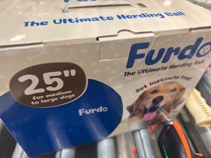 Photo 1 of [Hole in ball] Furdo 25" Herding Ball for Dogs, for Australian Shepherd, for Cattle, for Border Collie, for Blue Heelers & Other Medium to Large Dogs, Herding Dog Ball, Herding Dog Toys, Horse Ball - Blue