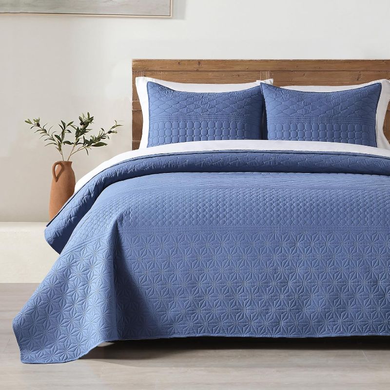 Photo 1 of 
HORIMOTE HOME Denim Blue Queen Size Quilt Set - Soft Microfiber Bedspread with 2 Shams, Lightweight & All-Season Geometric Coverlet for Cozy Bedding
Color:Denim Blue
