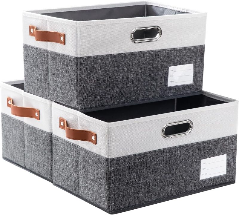Photo 1 of 
PRANDOM Foldable Storage Bins with Handles [3-Pack] Fabric Collapsible Storage Boxes Baskets Cubes Containers with Handles for Closet Living Room Bedroom...