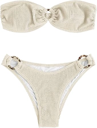 Photo 1 of  Ring Bandeau Bikini Sets for Women Sexy Strapless Swimsuits 2 Piece High Cut Bathing Suit