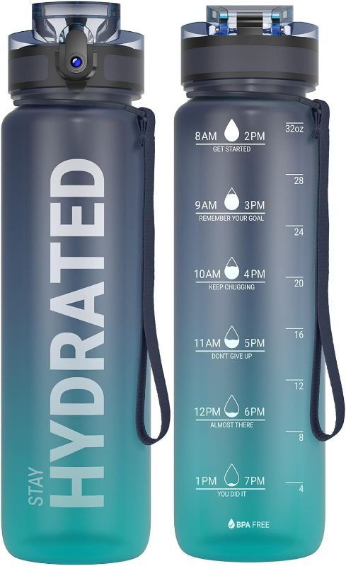 Photo 1 of 
Sahara Sailor Water Bottle 32oz, Durable and Leakproof Water Bottles Motivational with Time Marker, Tritan, BPA Free, Wide Mouth with Easy Clean Brush for...