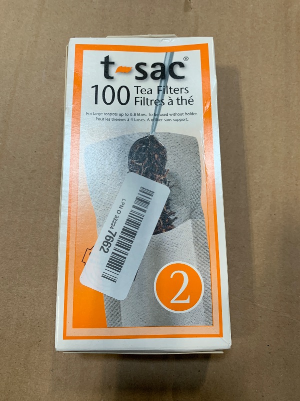 Photo 1 of *** SET OF 100***T-Sac Tea Filter Bags, Disposable Tea Infuser, Number 2-Size, 2 to 4-Cup Capacity, Set of 200 White