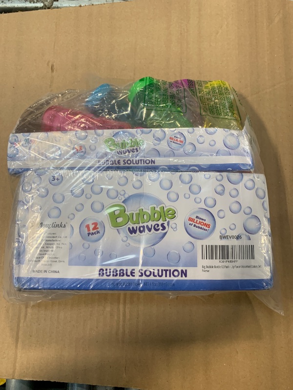 Photo 1 of *** 16 PACK ** Big Bubble Bottle 24 Pack - 4oz Blow Bubbles Solution Novelty Summer Toy - Activity Party Favor Assorted Colors Set