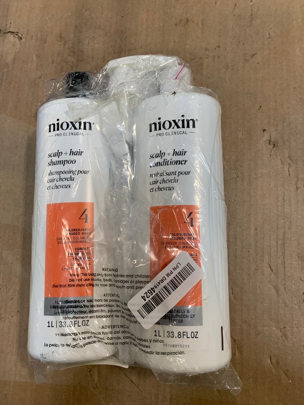 Photo 1 of Nioxin System 4 Shampoo & Conditioner Prepack | For Color or Damaged Hair with Progressed Thinning | With Niacinamide and Biotin | Pumps Included | 33.8 Fl oz.