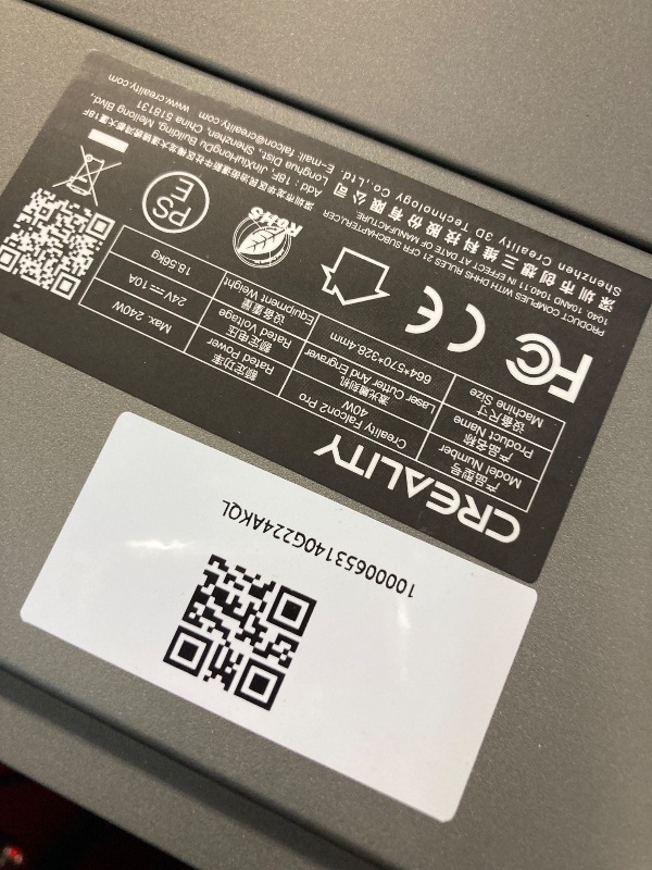 Photo 1 of ***PARTS ONLY****
Creality Falcon2 Pro 40W Laser Engraver-Desktop Diode 240W Output with Integrated Enclosure, Camera&Air Assist for Batch Process, 600mm/s, Laser Cutter and Engraver Machine for Wood/Acrylic/Metal