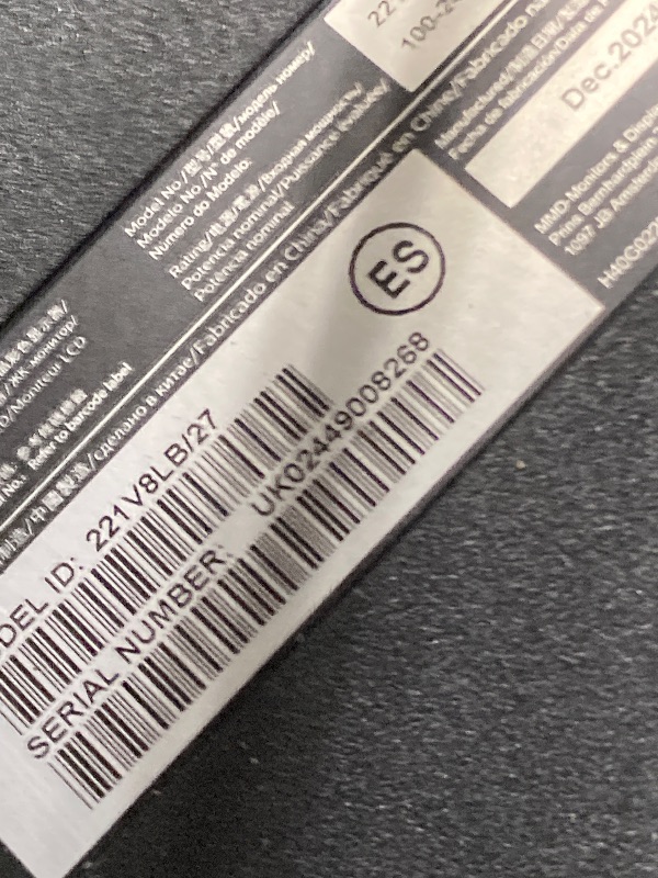 Photo 1 of ** NO POWER CORD**
PHILIPS 22 inch Class Thin Full HD (1920 x 1080) Monitor, 100Hz Refresh Rate, VESA, HDMI x1, VGA x1, LowBlue Mode, Adaptive Sync, 4 Year Advance Replacement Warranty, 221V8LB