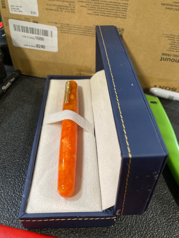 Photo 1 of [Missing Cartridge] Conklin All American Fountain Pen in Sunburst Orange – Broad Nib, Vibrant Design & Superior Craftsmanship – Ideal Gift for Professionals & Pen Enthusiasts
