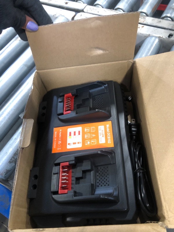 Photo 1 of 12/20V Max Battery Charger Replacement for Dewalt DCB102 Compatible with 12V 20V Max Lithium Battery DCB124 DCB203 DCB204 DCB606, 2-Port Simultaneous Chargingb Black
