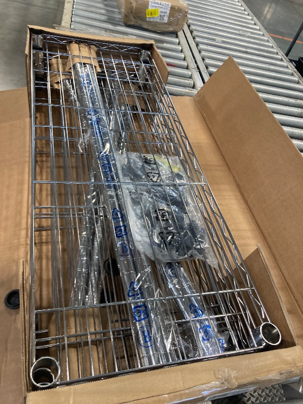 Photo 1 of Amazon Basics 5-Shelf Adjustable Heavy Duty Steel Wire Rack Storage Shelving Organizer for Kitchen, Garage, 36" L x 14" W x 72" H, Chrome