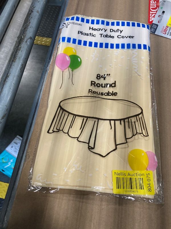 Photo 1 of  Heavy Duty Plastic Table Covers Tablecloth (Reusable) (Round 84)