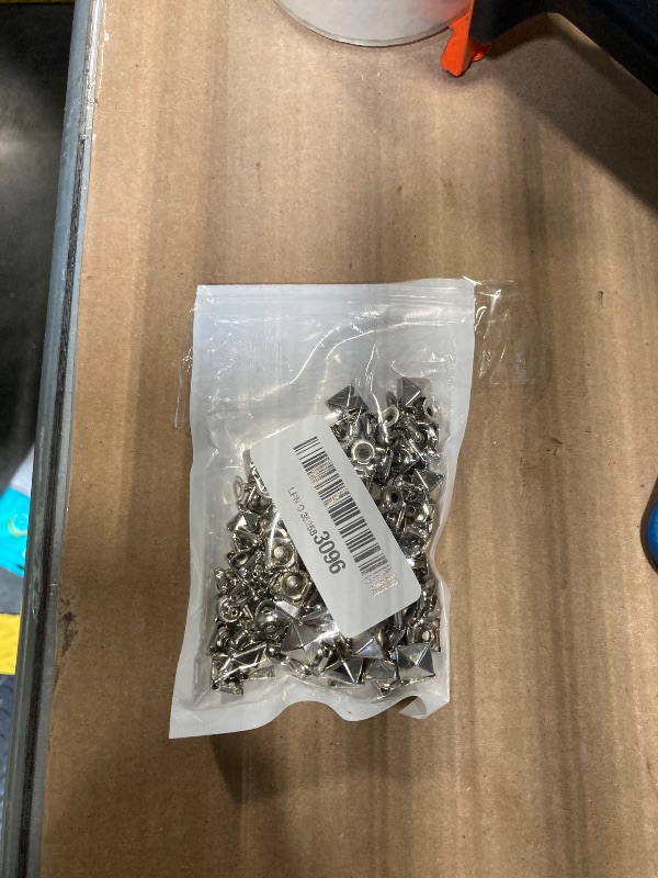 Photo 1 of 100 Sets 10mm Square Leather Rivets, Metal Pyramid Spike Studs Rivet for Leather Wrists Boots Clothing Pet Collars Belt Bags Punk Bracelets Key Fob DIY Repair and Decoration (Silver)