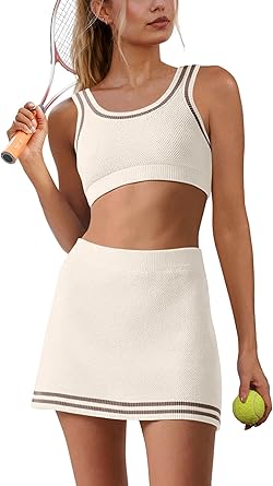 Photo 1 of ***ONLY TOP **** Nirovien Womens Workout Sets 2 Piece Tennis Skorts Sets Athletic Gym Golf Outfits Tank Top and Skirt with Shorts Size L