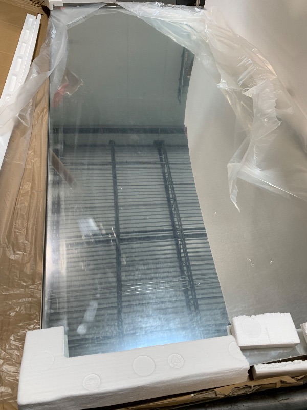 Photo 1 of LOAAO 77X36 Inch Brushed Nickel Bathroom Mirror, Rounded Rectangle Silver Metal Frame Mirror, Brushed Nickel, Anti-Rust, Hangs Horizontally or Vertically