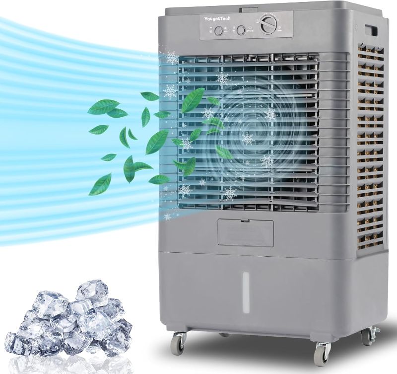 Photo 1 of Evaporative Air Cooler 3000 CFM, 8 Gal Water Tank, 3 Speeds, Oscillating Cools up to 720 Sq. ft, Portable Industrial Swamp Water Cooler for Outdoor Commercial Factory - Gray ****STOCK PHOTO, ITEM/ COLOR MAY VARY****
