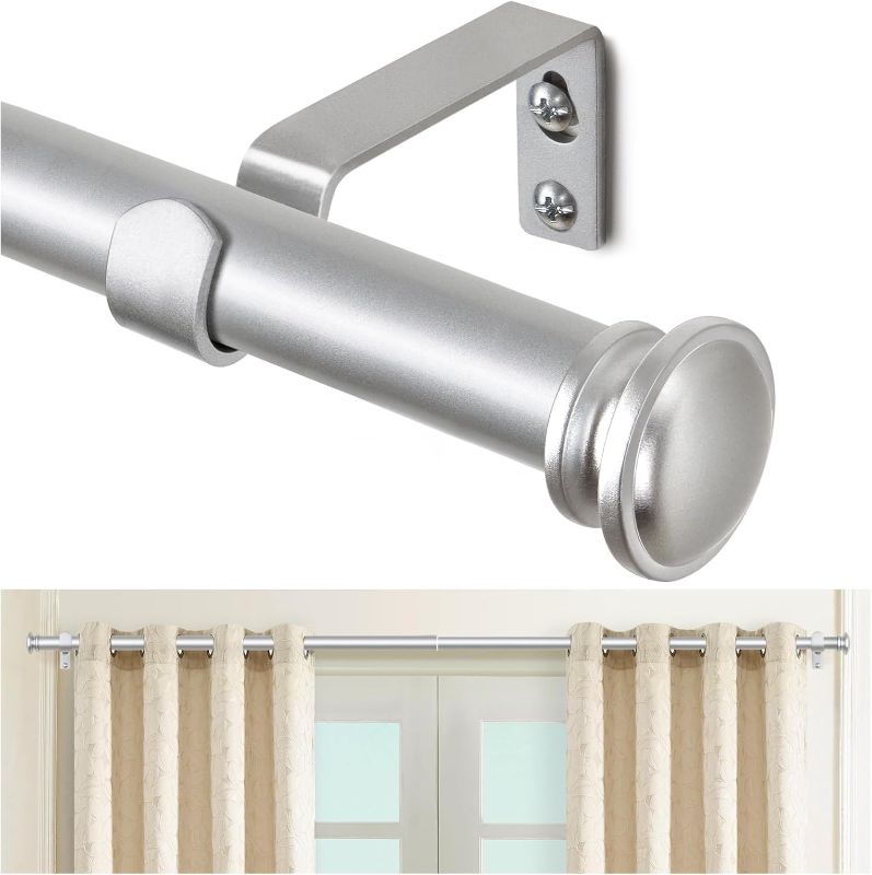 Photo 1 of  Curtain Rod , Telescoping Splicing 3/4 Drapery Rods for Windows , Decorative Single Rod with Small Cap Finial, Silver ****STOCK PHOTO, ITEM/ COLOR MAY VARY****

  