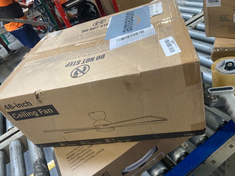 Photo 1 of 48 Inch Flush Mount Ceiling Fan no Light, Black Ceiling Fan with Remote, 6-Speeds, Quiet Reversible DC Motor, Indoor/Outdoor Ceiling Fans without Lights for Patio, Living Room, Bedroom