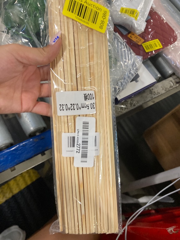 Photo 1 of 1/8" x 12" Square Wooden Dowel Rods Wood Square Dowels for Crafting, 100PCS Small Unfinished Wood Craft Sticks Hardwood Sticks Wooden Strips for Arts and DIYers, Miniature Buildings, Woodworking