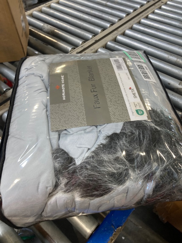 Photo 1 of Luxury Faux Fur Blanket Queen Size, Ultra Big Grey and Black High Pile Mixed Faux Fur Throw, Oversized Super Warm, Fuzzy, Elegant, Fluffy Decoration Throw Blanket for Sofa, Couch and Bed, 90''x 90"