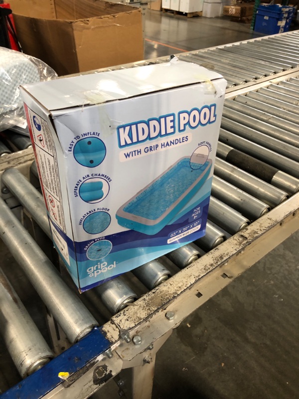 Photo 1 of 2-in-1 Inflatable Kiddie Pool, 65"x39"x10" (5'5") Soft Cushioned Floor, Handles, Drain, Shallow Rectangular Blowup Swimming Pool for Kids Age 2+ Toddler Ball Pit, Small Adult Backyard Tanning Pool