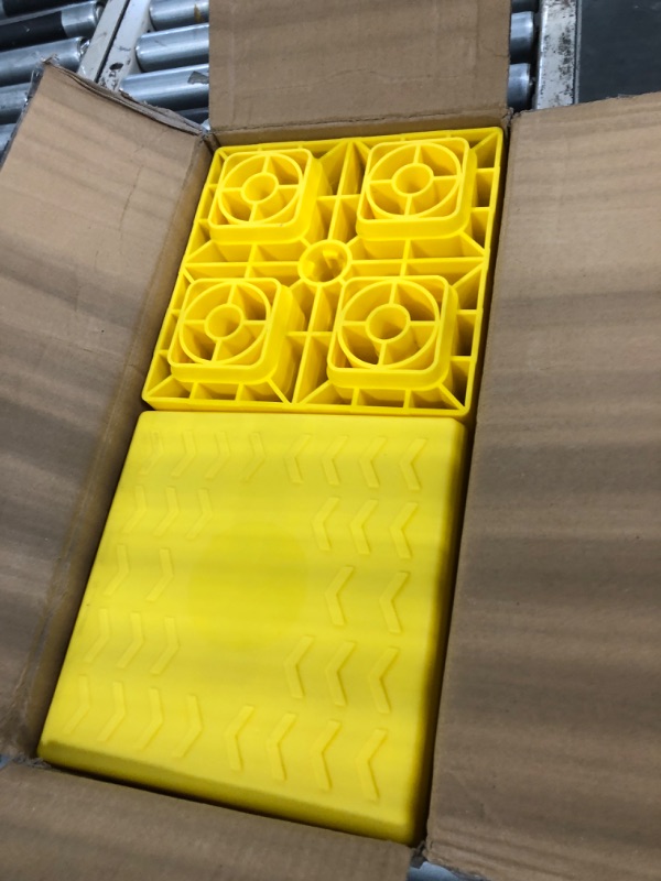 Photo 1 of RVMATE RV Leveling Blocks 12 Pack, Heavy Duty Camper Leveling Blocks, Leveling Blocks for RVs, Reduce Trailer Movement, Trailer Leveling Blocks Great for Single and Dual Wheels, Yellow