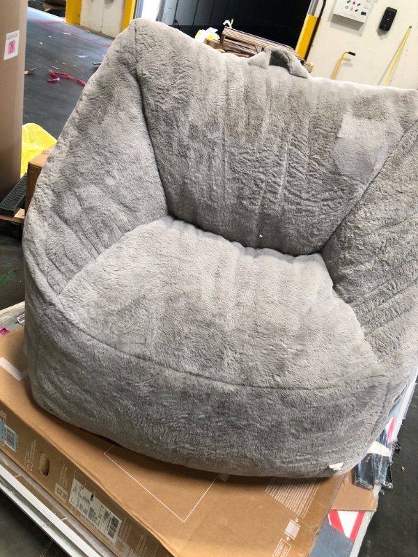 Photo 1 of ** USED** HIGOGOGO Bean Bag Chair for Adults Kids with Armrests - Fluffy Lazy Sofa with Handle Soft Stuffed Filler - Comfy Cozy Floor Sofa with Pocket Accent Chair for Living Room, Bedroom, Dorm (Grey)