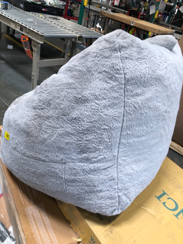 Photo 1 of ** USED** HIGOGOGO Bean Bag Chair for Adults Kids with Armrests - Fluffy Lazy Sofa with Handle Soft Stuffed Filler - Comfy Cozy Floor Sofa with Pocket Accent Chair for Living Room, Bedroom, Dorm (Grey)