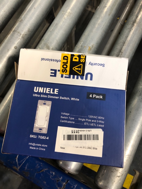 Photo 1 of (4 Pack) UNIELE Ultra Slim Slide Dimmer Light Switch Single-Pole/3 Way for 300W Dimmable LED/CFL Lights and 600W Incandescent/Halogen, 15A/120V/60Hz, ETL Listed, White
