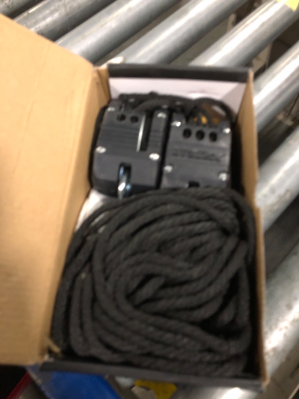 Photo 1 of ?XSTRAP STANDARD Heavy-Duty Block and Tackle Pulley System, 1000LB wCapacity, 5:1 Lifting Power, 50FT Rope Hoist with 2 Soft Loops for Garage, Hunting, Tree Cutting, Deer Hoist, DIY Attic Lift, Black