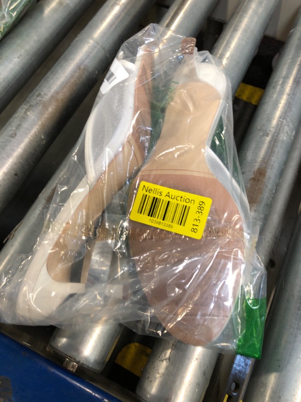 Photo 1 of * VERY USED * YIYA Women's White Mesh Mules Heels with Bow Open Round Toe Stiletto Kitten High Heels Party Dress Slip On Backless Sandals