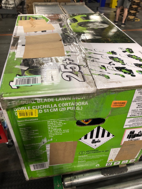 Photo 1 of **USED**Greenworks 40V 20" Twin Blade Mower, 4.0Ah + 2.0Ah Battery