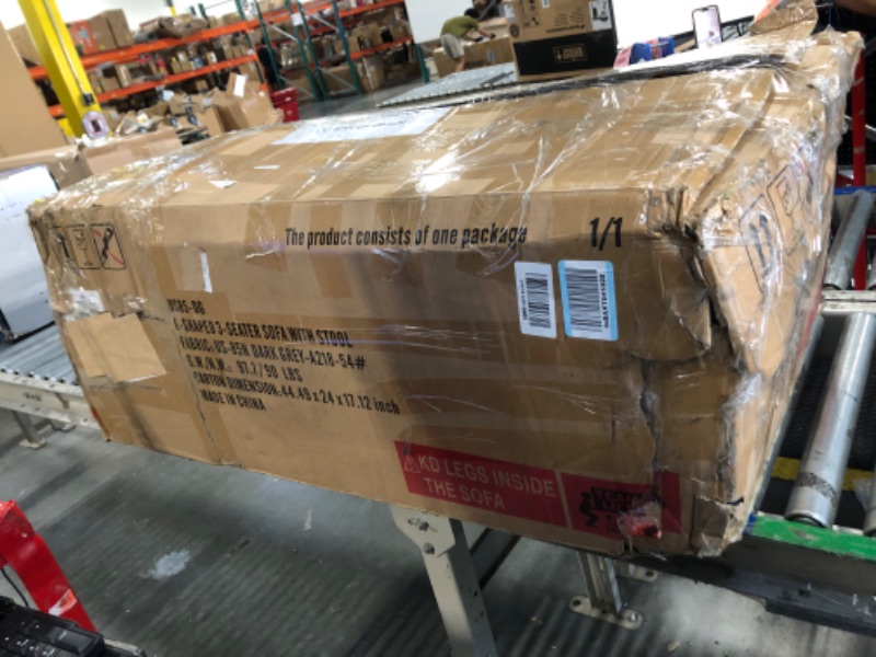 Photo 1 of * PARCIAL SET BOX 1/1** Shintenchi Small Sectional Couch Sofas, 3 Seat L Shape Sofa with Ottoman, Fabric Upholstered Convertible Sofa Couches, Small Couch for Apartments, Living Room and Office (Dark Grey)