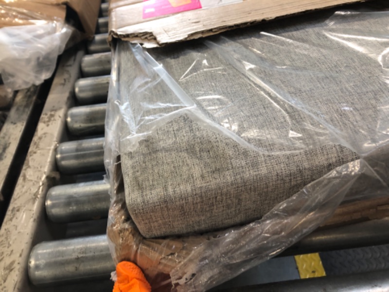 Photo 1 of ** DIRTY** Queen Size Platform Bed Frame with Upholstered Headboard, Wooden Slats Support, Noise Free, No Box Spring Needed, Easy Assembly, Light Grey, Linen