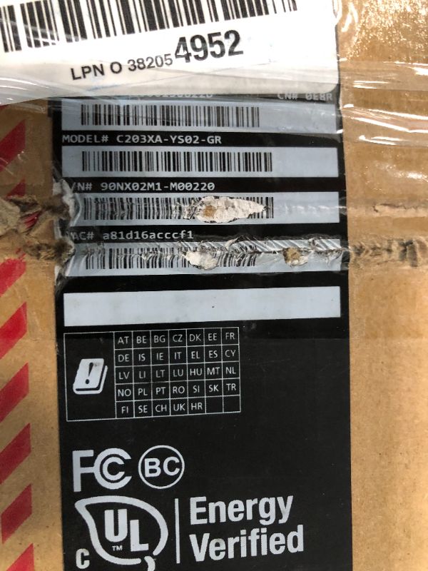 Photo 1 of ** BLOCKED BY PREVIOUS OWNER ** ASUS Chromebook C203XA Rugged & Spill Resistant Laptop, 11.6" HD, 180 Degree, MediaTek Quad-Core Processor, 4GB RAM, 32GB eMMC, MIL-STD 810G Durability, Dark Grey, Education, Chrome OS, C203XA-YS02-GR