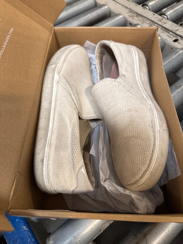 Photo 1 of ** VERY USED/  VERY DIRTY** Dr. Scholl's Shoes Womens Nova Slip On Fashion Sneaker,White Snake,9.5 Wide