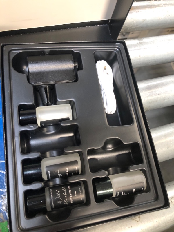 Photo 1 of ** MISSING 2 AROMAS ** Featwell Car Air Freshener, Three Adjustable Modes Intelligent Car Aroma Diffuser, Rechargeable Car Aroma Diffuser, Black