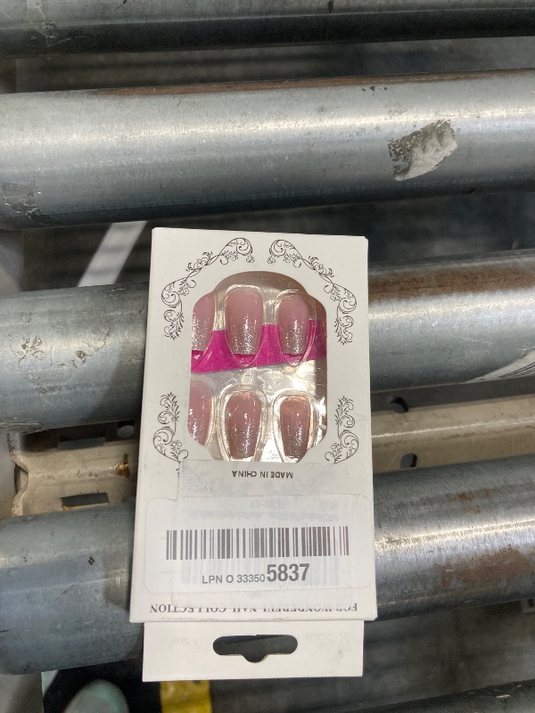 Photo 1 of Glitter Ombre Pink Short Coffin Short Coffin Press on Nails Medium Press ons, Medium Square Glue on Nails Fake Nails for Women, Ballerina T Shape Acrylic False Nail Natural Handmade