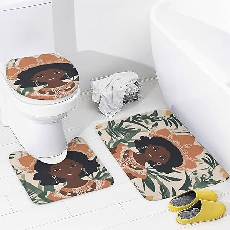 Photo 1 of ***SIMILAR ITEM***Shower Mat Non-Slip, Black Girl Soft Comfort Bath Mat with Gold Crown Afro Woman Bathmat for Shower,Tub,Bathroom,Wet Areas, Quick Drying