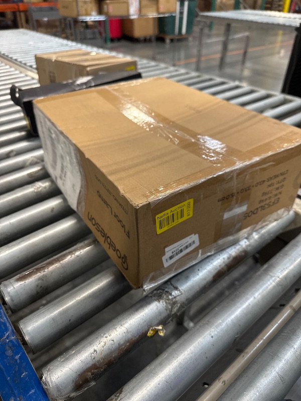 Photo 1 of ****MISSING HARDWARE****
GOEBLESON Floor Lamp with Shelves, Modern Floor Lamp with 3 Linen Shades and Foot Switch, 3-Light Standing Lamp, for Living Room, Bedroom, Study, Office, Rustic Brown and Beige EF53LD05