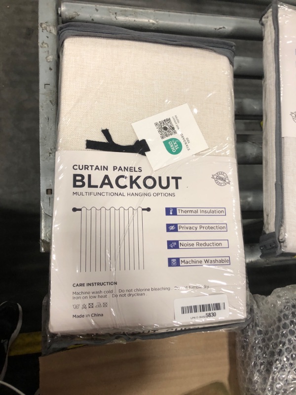 Photo 1 of 100% Blackout Shield Linen Blackout Curtains for Bedroom 84 Inches Long, Back Tab/Rod Pocket Living Room Drapes, Thermal Insulated Blackout Curtains 2 Panels Set, 50" W x 84" L, Cream
