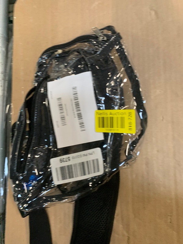 Photo 1 of **ZIPPER IS DAMAGED**gdbis Clear Sling Bag, Stadium Approved Small PVC Crossbody Backpack, Transparent Casual Chest Daypack for Hiking, Stadium or Concerts, Black