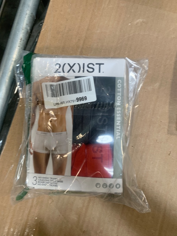 Photo 1 of 2(X)IST mens Essential Cotton No Show Trunk 3-pack Underwear, Black/Charcoal Heather/Poppy Red, Large US
