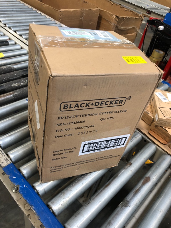 Photo 1 of BLACK+DECKER 12 Cup Thermal Programmable Coffee Maker with Brew Strength and VORTEX Technology, Black/Steel